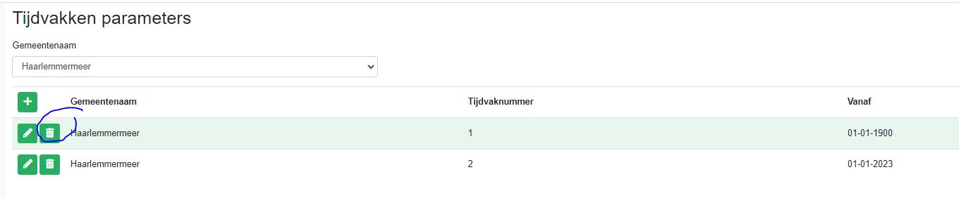 verwijderen tijdvak