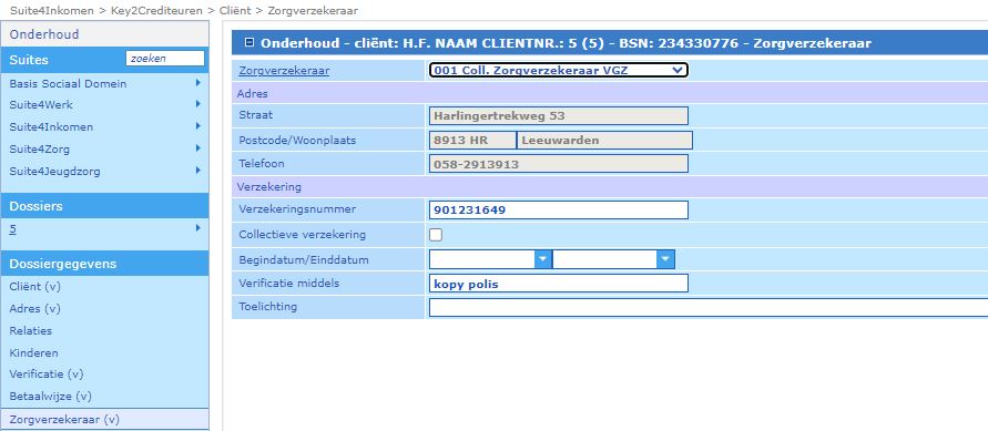 onderhoud crediteuren-zorgverzekeraar