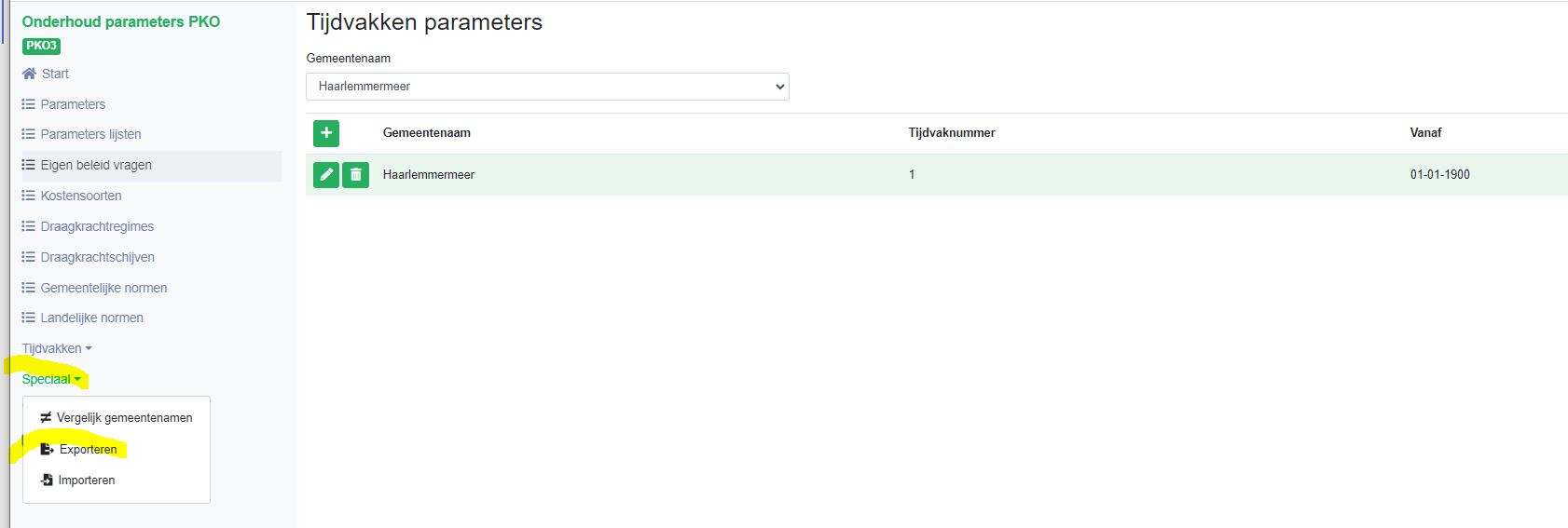 exporteren van parameters